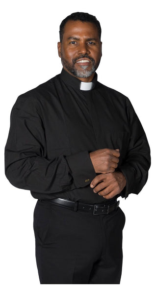 clergy dress shirts Comfort Men's Clergy Shirt Long Sleeve Neck Band Collar 16.5 / 34-35"