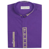 Clerical Clergy Shirt Long Sleeve Collarless Cross Collar Placket - Trinity Robes